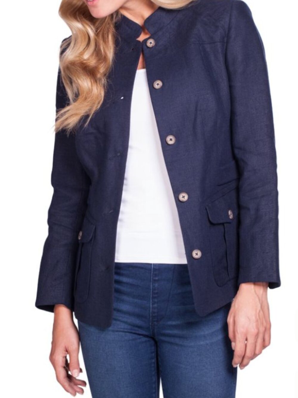 NWT Dubarry of Ireland Navy Blue Irish Linen Field Jacket Size EU 40, US 8